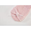 Girl's Knitted Rib Opening Bowknot Mitten Gloves